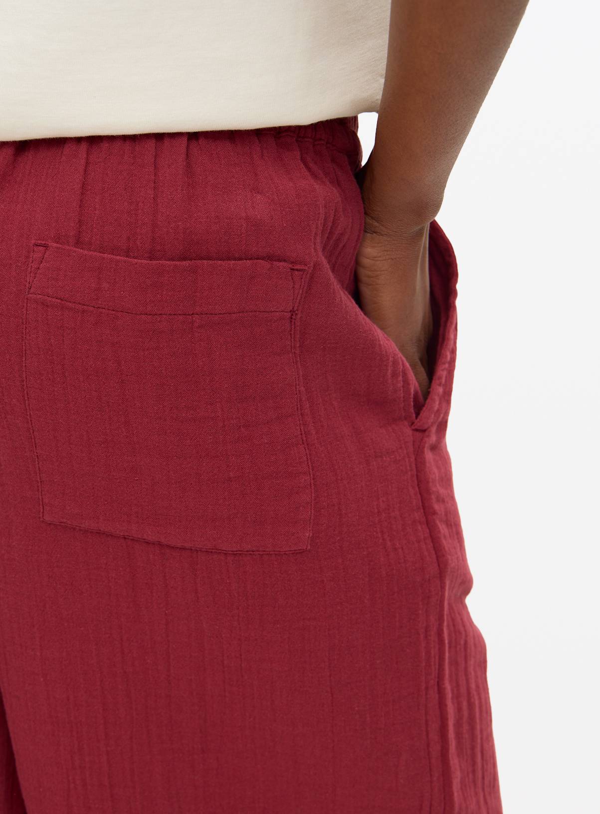 Dark Red Double Cloth Barrel Leg Trousers 12 - Image 3